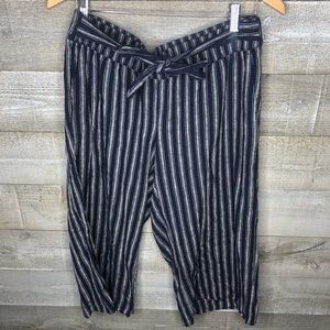Gap wide leg linen striped blue white spring lightweight pants